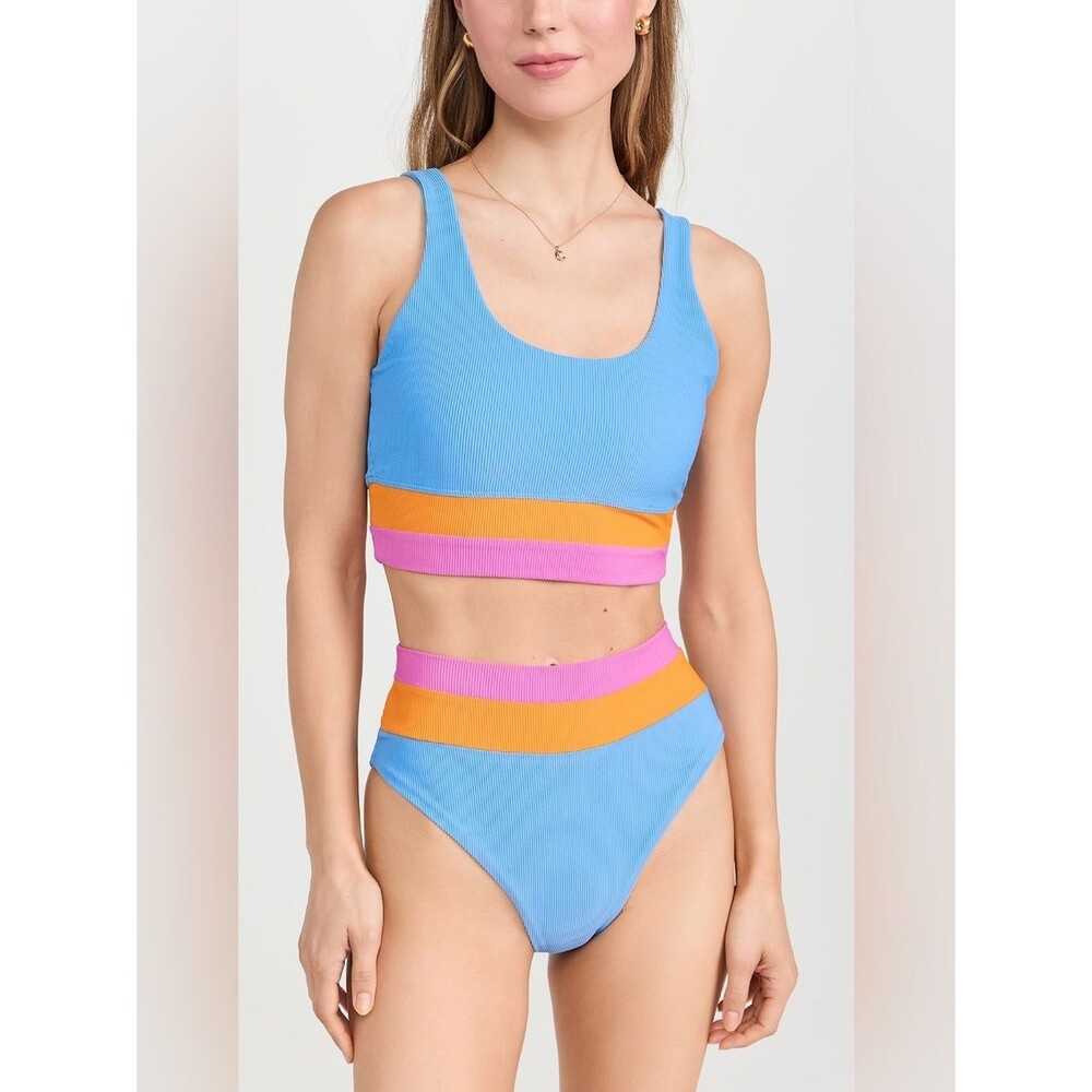 Beach Riot High-Waist Bikini Daydreamer Colorblock size Small Mackenzie & Heidi